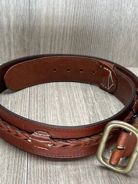Vintage Genuine DKNY Dark Brown Skinny Leather Belt with Silver Logo Buckle Dkny studded belt - Gem main image 3